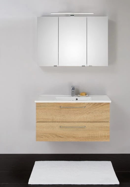 Artiqua Basic Badmöbel-Block PLUS M LED-SPS 808.11281004 100 Cm, Castello Eiche, Mit Keramik-Waschtisch Und Unterschrank 3 Artiqua Basic Badmöbel-Block PLUS M LED-SPS 808.11281004 100 Cm, Castello Eiche, Mit Keramik-Waschtisch Und Unterschrank