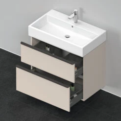 Duravit D-Neo Waschtisch-Unterschrank DE437309191 78,4 X 44,2 Cm, Taupe Matt, Wandhängend, 1 Schubkasten, 1 Auszug -Badezimmerbedarf Geschäft Duravit D Neo Waschtisch Unterschrank DE437309191 784 x 442 cm Taupe Matt wandhaengend 1 Schubkasten 1 Auszug 2