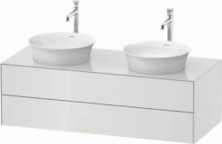 Duravit White Tulip Waschtisch-Unterschrank WT4988B8585 130 X 55 Cm, Weiß Hochglanz, Wandhängend, 2 Schubkästen, 1 Konsolenplatte, Becken Beidseitig