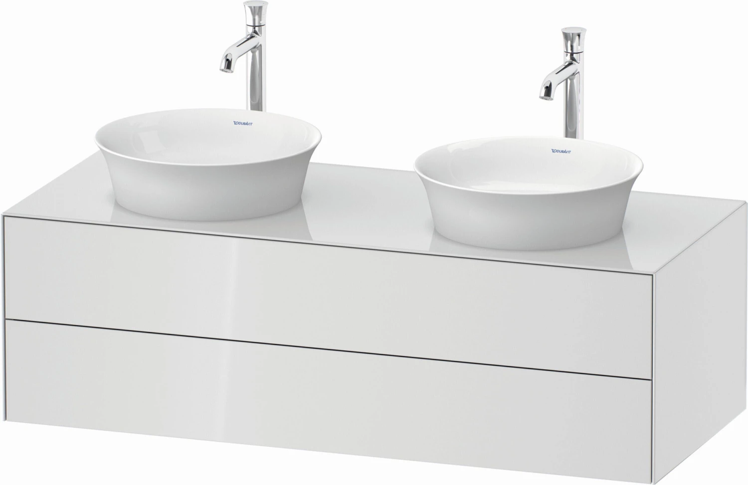 Duravit White Tulip Waschtisch-Unterschrank WT4988B8585 130 X 55 Cm, Weiß Hochglanz, Wandhängend, 2 Schubkästen, 1 Konsolenplatte, Becken Beidseitig 3 Duravit White Tulip Waschtisch-Unterschrank WT4988B8585 130 X 55 Cm, Weiß Hochglanz, Wandhängend, 2 Schubkästen, 1 Konsolenplatte, Becken Beidseitig