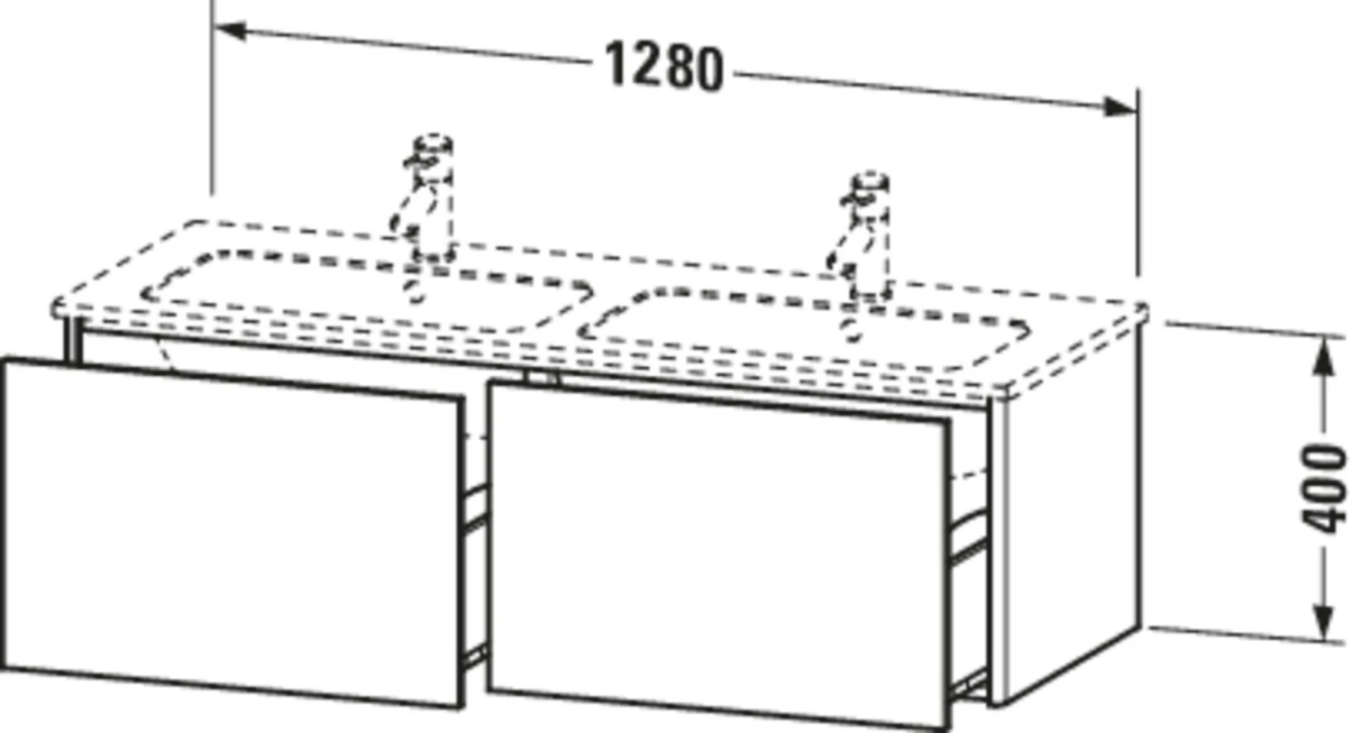Duravit XSquare Waschtisch-Unterschrank XS407504747 128x40x47,8cm, 2 Auszüge, Stone Blue Hochglanz 4 Duravit XSquare Waschtisch-Unterschrank XS407504747 128x40x47,8cm, 2 Auszüge, Stone Blue Hochglanz – Bild 2