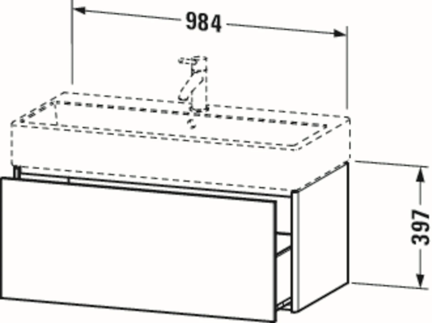 Duravit XSquare Waschtisch-Unterschrank XS409601818 98,4x39,7x46cm, 1 Auszug, Weiß Matt 4 Duravit XSquare Waschtisch-Unterschrank XS409601818 98,4x39,7x46cm, 1 Auszug, Weiß Matt – Bild 2
