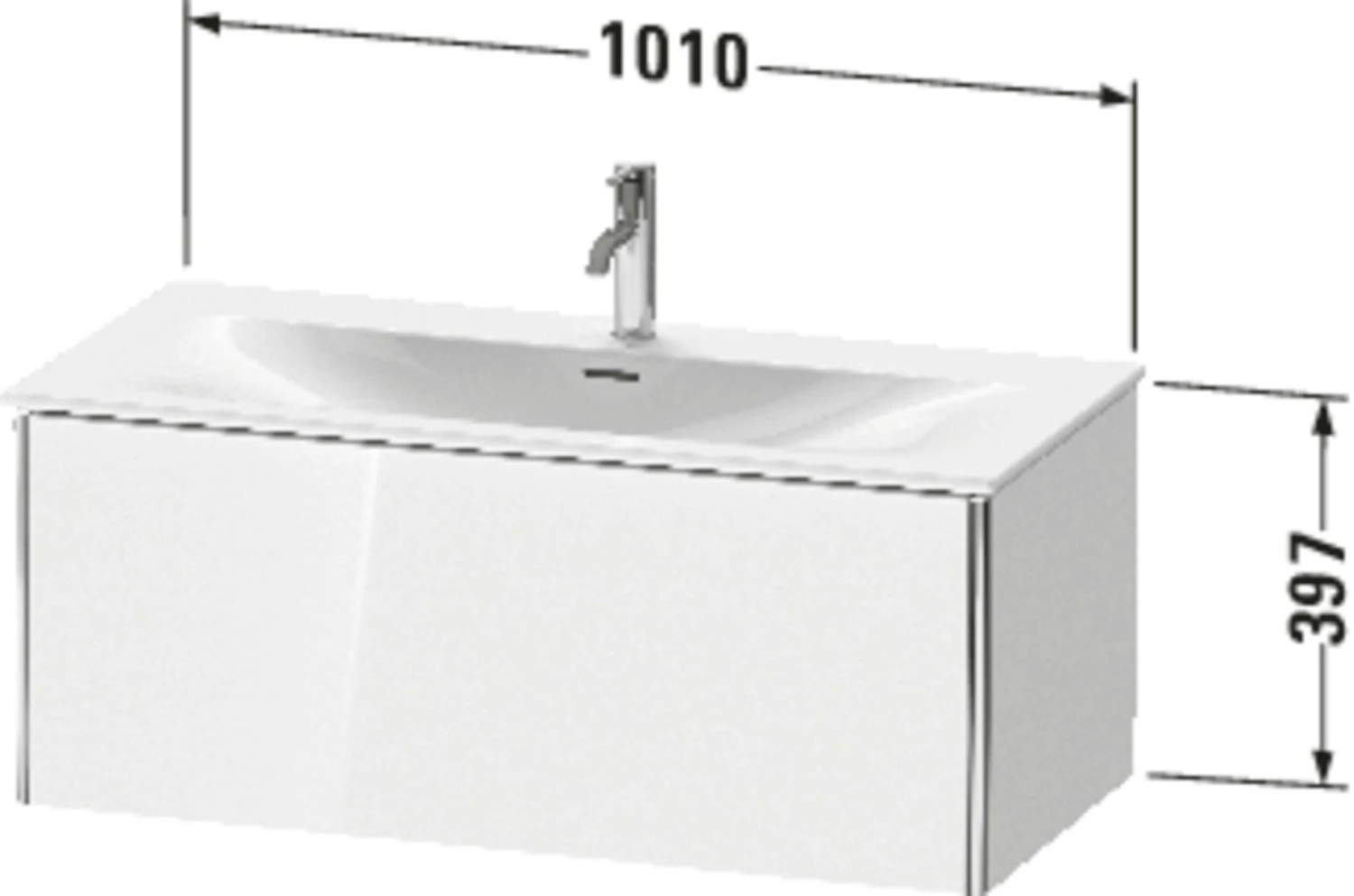 Duravit XSquare Waschtisch-Unterschrank XS422504343 101x39,7x47,8cm, Basalt Matt, 1 Auszug 4 Duravit XSquare Waschtisch-Unterschrank XS422504343 101x39,7x47,8cm, Basalt Matt, 1 Auszug – Bild 2