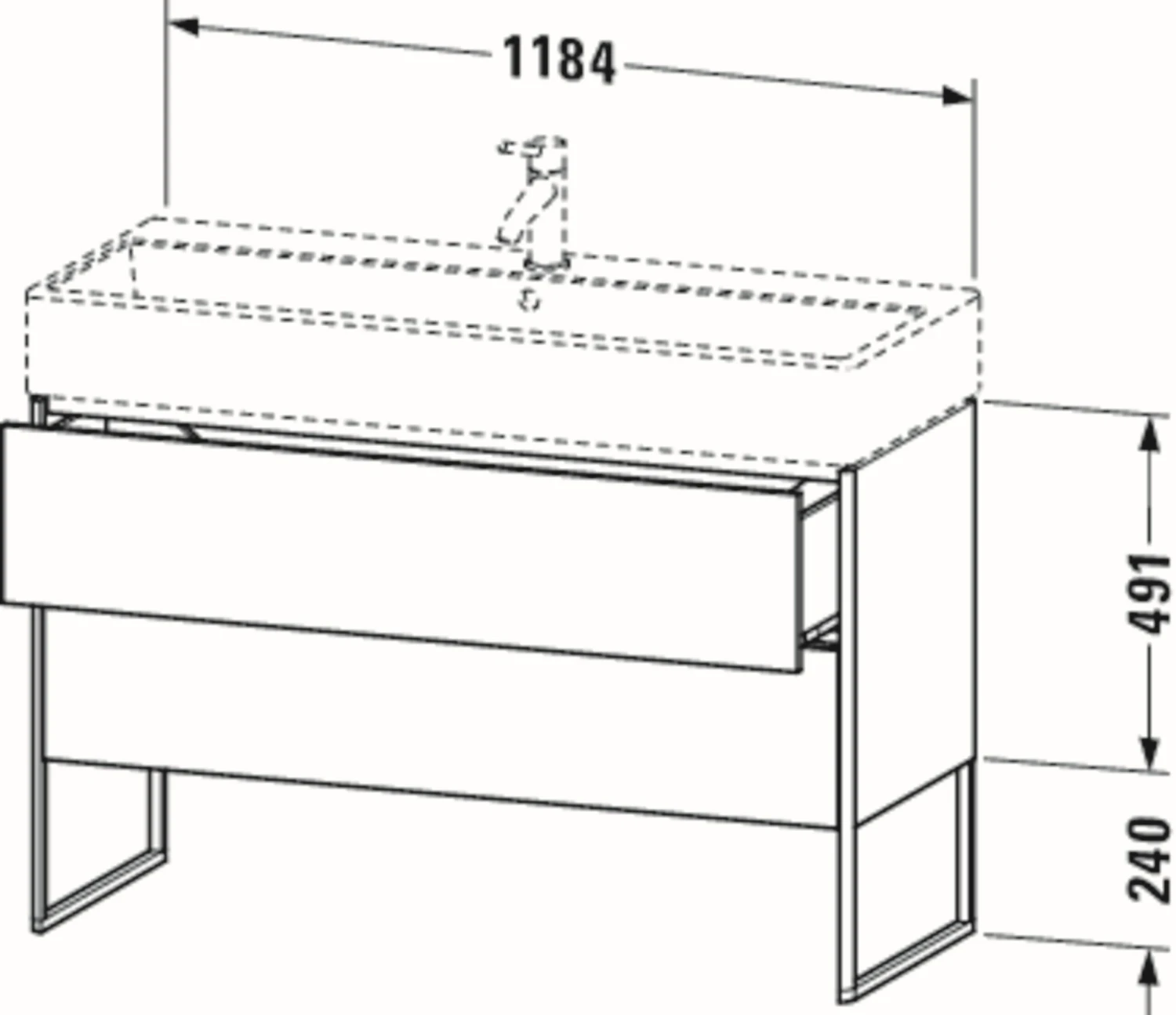 Duravit XSquare Waschtisch-Unterschrank XS447703939 118,4x49,1x46cm, 2 Auszüge, Nordic Weiß Seidenmatt 4 Duravit XSquare Waschtisch-Unterschrank XS447703939 118,4x49,1x46cm, 2 Auszüge, Nordic Weiß Seidenmatt – Bild 2