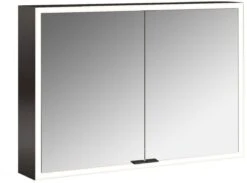 Emco Prime Aufputz-Lichtspiegelschrank 949713583 1000x700mm, 2-türig, Schwarz/spiegel
