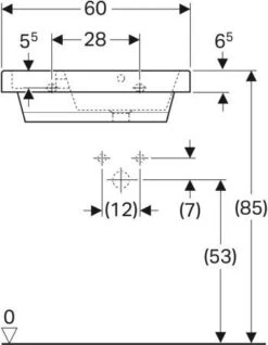 Geberit Bambini Waschtisch 162700000 60 X 55 Cm, Mit Hahnloch Rechts, Mit Überlauf, Weiß -Badezimmerbedarf Geschäft Geberit Bambini Waschtisch 162700000 60 x 55 cm mit Hahnloch rechts mit Ueberlauf weiss 3