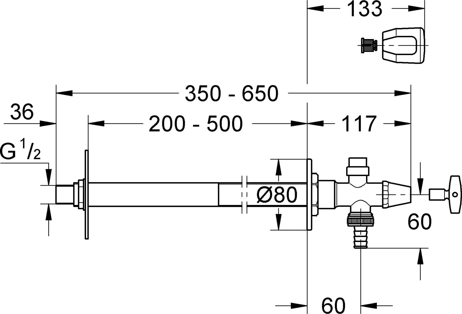 Grohe Außenwandventil Bausatz Eurotec 41208000 DN15, Mit Steckschlüssel, Chrom 4 Grohe Außenwandventil Bausatz Eurotec 41208000 DN15, Mit Steckschlüssel, Chrom – Bild 2