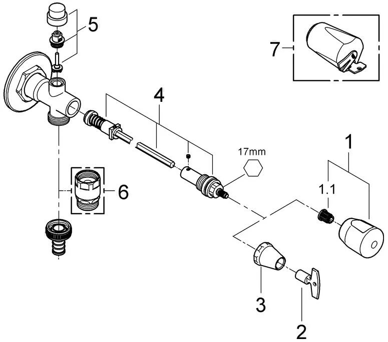 Grohe Außenwandventil Bausatz Eurotec 41208000 DN15, Mit Steckschlüssel, Chrom 5 Grohe Außenwandventil Bausatz Eurotec 41208000 DN15, Mit Steckschlüssel, Chrom – Bild 3