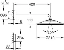 Grohe Rainshower Kopfbrauseset 26640000 Chrom, Brausenarm 42,2 Cm, 2 Strahlarten -Badezimmerbedarf Geschäft Grohe Rainshower Kopfbrauseset 26640000 chrom Brausenarm 422 cm 2 Strahlarten 4