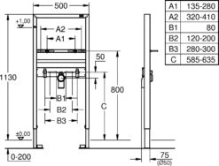 Grohe Rapid SL Waschtisch Element 38554001 Bauhöhe: 1,13 M, Für Einlocharmatur -Badezimmerbedarf Geschäft Grohe Rapid SL Waschtisch Element 38554001 Bauhoehe 113 m fuer Einlocharmatur 2