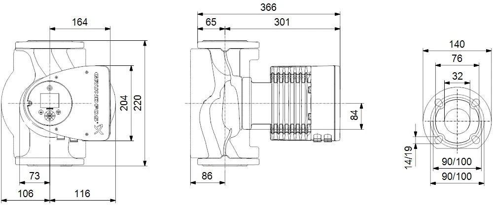 Grundfos Magna3 Heizungsumwälzpumpe 97924681 65-60F, 340 Mm, PN 16, 230 V 4 Grundfos Magna3 Heizungsumwälzpumpe 97924681 65-60F, 340 Mm, PN 16, 230 V – Bild 2