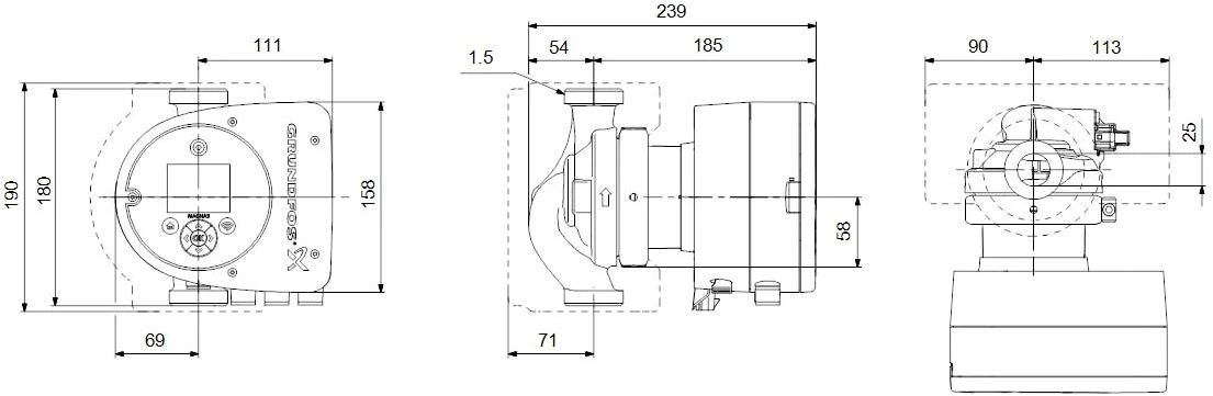 Grundfos Magna3 Umwälzpumpe 97924724 Edelstahl, 32-100 N, 180mm, PN 6/10, 230V 4 Grundfos Magna3 Umwälzpumpe 97924724 Edelstahl, 32-100 N, 180mm, PN 6/10, 230V – Bild 2