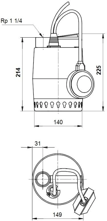 Grundfos Unilift KP 250-A1 Tauchpumpe 012H1600 Schmutzwasserpumpe, Mit Schwimmer, 3m Kabel 4 Grundfos Unilift KP 250-A1 Tauchpumpe 012H1600 Schmutzwasserpumpe, Mit Schwimmer, 3m Kabel – Bild 2