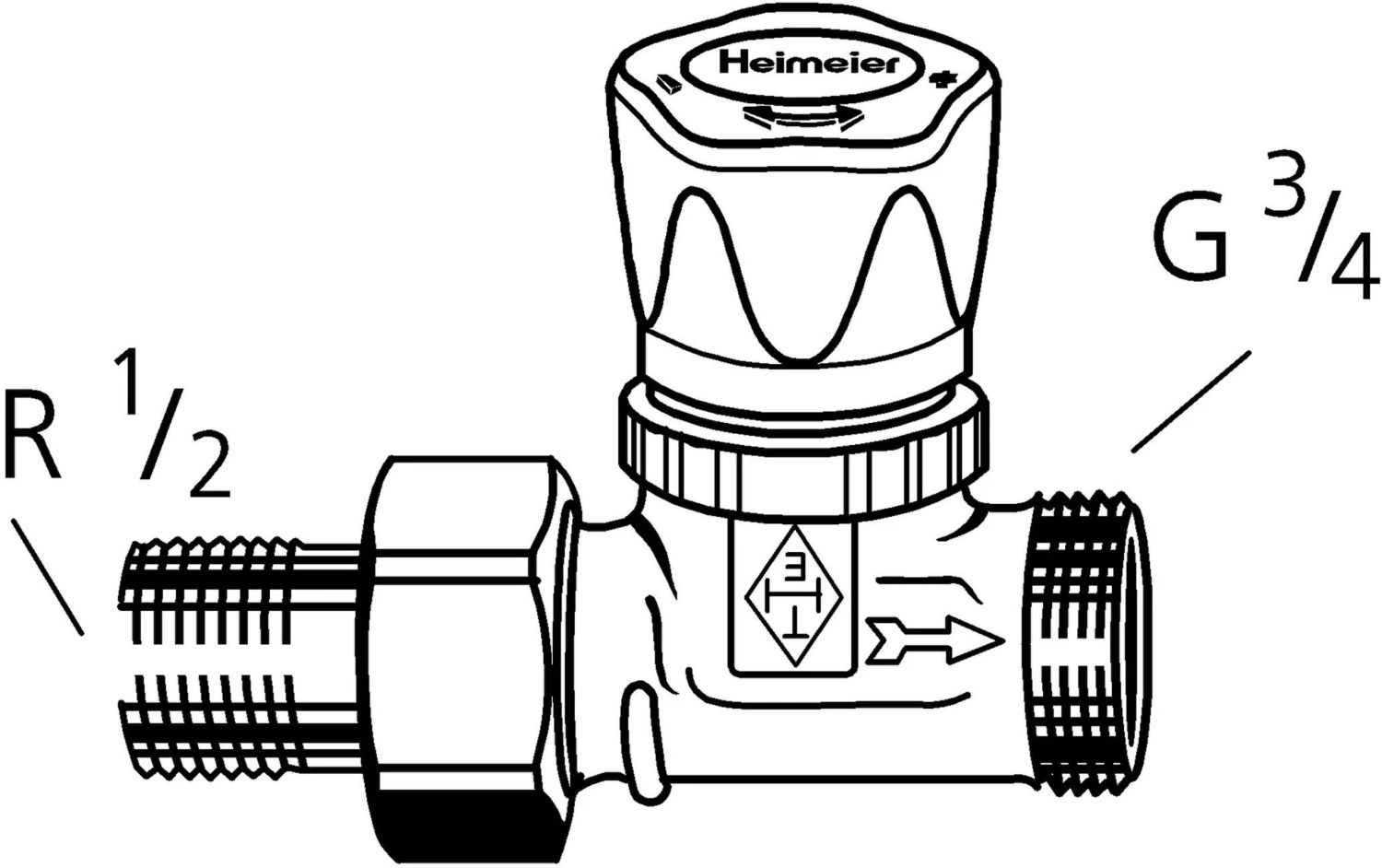 Heimeier Vorlauf-Regulierventil 1304-02.000 Durchgang, Anschluss R 1/2 Verschraubung, Mit Handregulierkappe 4 Heimeier Vorlauf-Regulierventil 1304-02.000 Durchgang, Anschluss R 1/2 Verschraubung, Mit Handregulierkappe – Bild 2