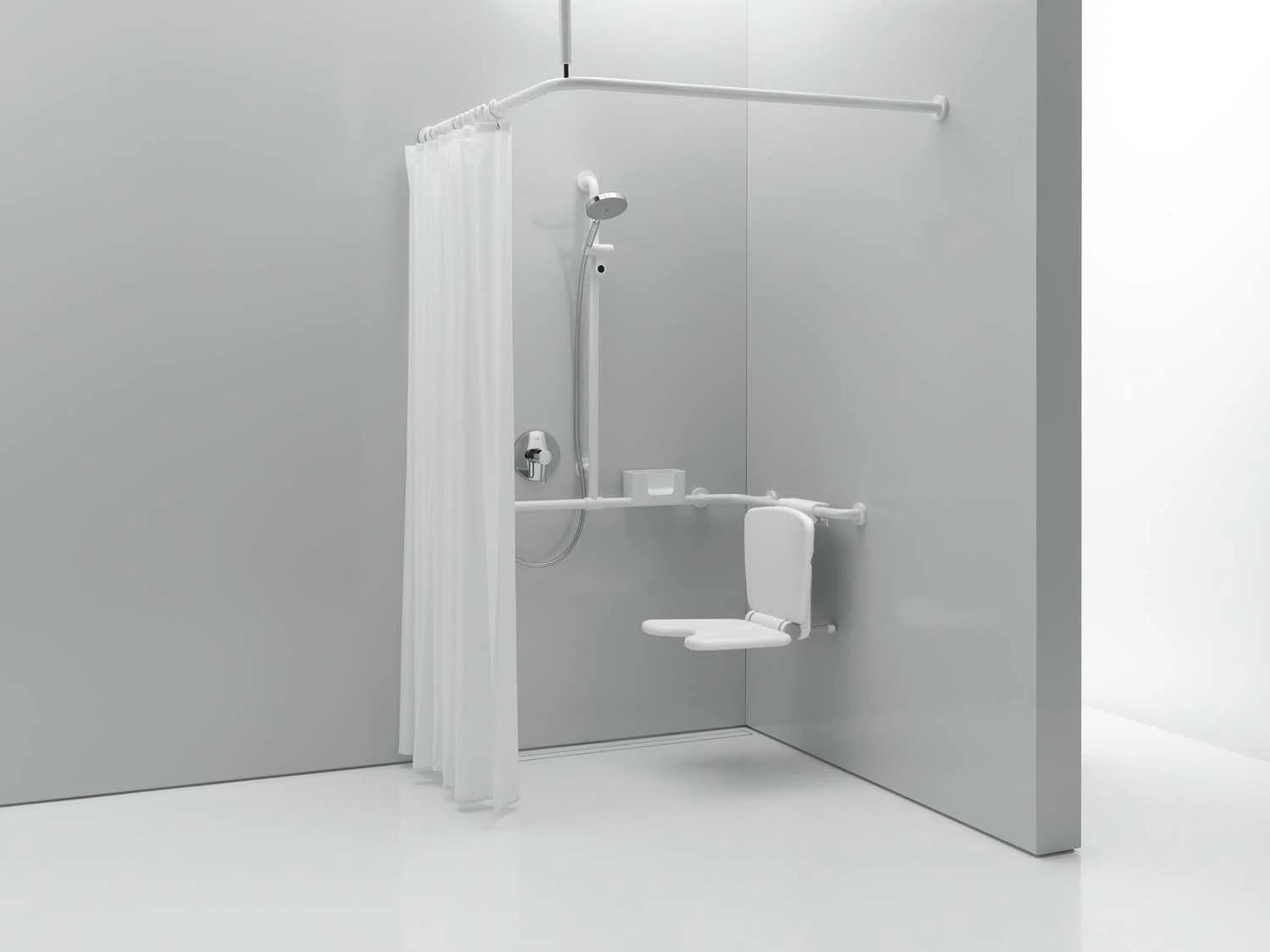 Hewi 801 Duschhandlauf 801.35.31086 762/762 X 1100 Mm, Sand, Mit Verschiebbarer Brausehalterstange 4 Hewi 801 Duschhandlauf 801.35.31086 762/762 X 1100 Mm, Sand, Mit Verschiebbarer Brausehalterstange – Bild 2