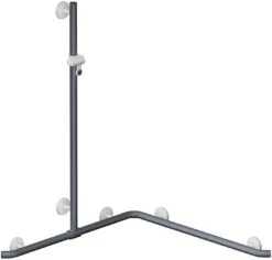 Hewi System 800 K Duschhandlauf 950.35.3S9992 Sonderlänge, Brausehalter, Stützen Und Rosetten Reinweiß, Anthrazitgrau