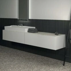 Ideal Standard Conca Keramik-Waschtisch-Platte T4343DH Ausladung 50,5cm, 240 X 50,5 X 0,6 Cm, Mamor Calacatta -Badezimmerbedarf Geschäft Ideal Standard Conca Keramik Waschtisch Platte T4343DH Ausladung 505cm 240 x 505 x 06 cm Mamor Calacatta 3