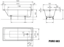 Kaldewei Puro Badewanne 258330000001 160x70cm, Antislip, Weiß -Badezimmerbedarf Geschäft Kaldewei Puro Badewanne 258330000001 160x70cm Antislip weiss 6