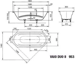 Kaldewei Vaio Duo 8 Badewanne 233334013030 180x80cm, Vollantislip Perl-Effekt, Bahamabeige -Badezimmerbedarf Geschäft Kaldewei Vaio Duo 8 Badewanne 233334013030 180x80cm Vollantislip Perl Effekt bahamabeige 2