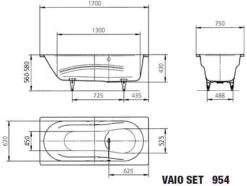 Kaldewei Vaio Set Badewanne 233400010701 170x75cm, Ohne Effekt/Antislip, Schwarz -Badezimmerbedarf Geschäft Kaldewei Vaio set Badewanne 233400010701 170x75cm ohne Effekt Antislip schwarz 2