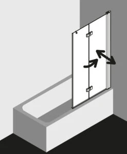 Kermi Diga Badewannen-Faltwand DI2PL100152PK 100x150cm, Weiß, ESG Klar Clean, Links -Badezimmerbedarf Geschäft Kermi Diga Badewannen Faltwand DI2PL100152PK 100x150cm weiss ESG klar Clean links 2