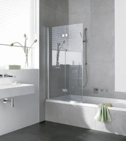 Kermi Diga Badewannen-Faltwand DI2PL100152PK 100x150cm, Weiß, ESG Klar Clean, Links