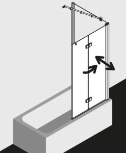 Kermi Diga Badewannen-Faltwand DI2PL100152PK 100x150cm, Weiß, ESG Klar Clean, Links -Badezimmerbedarf Geschäft Kermi Diga Badewannen Faltwand DI2PL100152PK 100x150cm weiss ESG klar Clean links 4