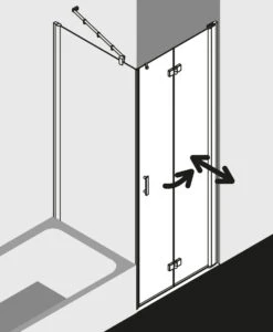 Kermi Diga Pendel-Falttür Für Seitenwand DI2SL09318VAK 93x185cm, Silber Hochglanz, ESG Klar, Links, Auf Duschplatz -Badezimmerbedarf Geschäft Kermi Diga Pendel Falttuer fuer Seitenwand DI2SL09318VAK 93x185cm silber hochglanz ESG klar links auf Duschplatz 3