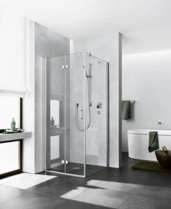 Kermi Diga Pendel-Falttür Für Seitenwand DI2SR103182AK 103x185cm, Weiß, ESG Klar, Rechts, Auf Duschplatz