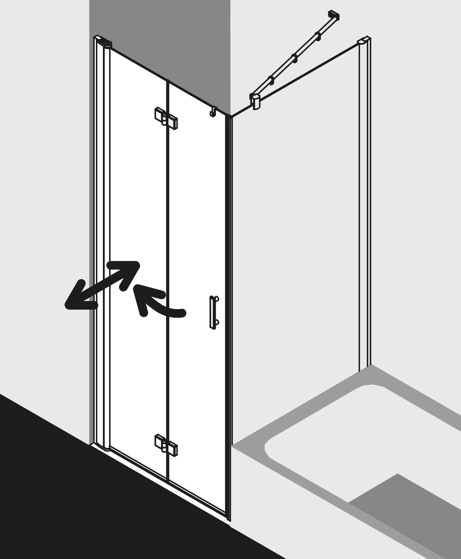 Kermi Diga Pendel-Falttür Für Seitenwand DI2SR120182PK 120x185cm, Weiß, ESG Klar Clean, Rechts, Auf Duschwanne 5 Kermi Diga Pendel-Falttür Für Seitenwand DI2SR120182PK 120x185cm, Weiß, ESG Klar Clean, Rechts, Auf Duschwanne – Bild 3