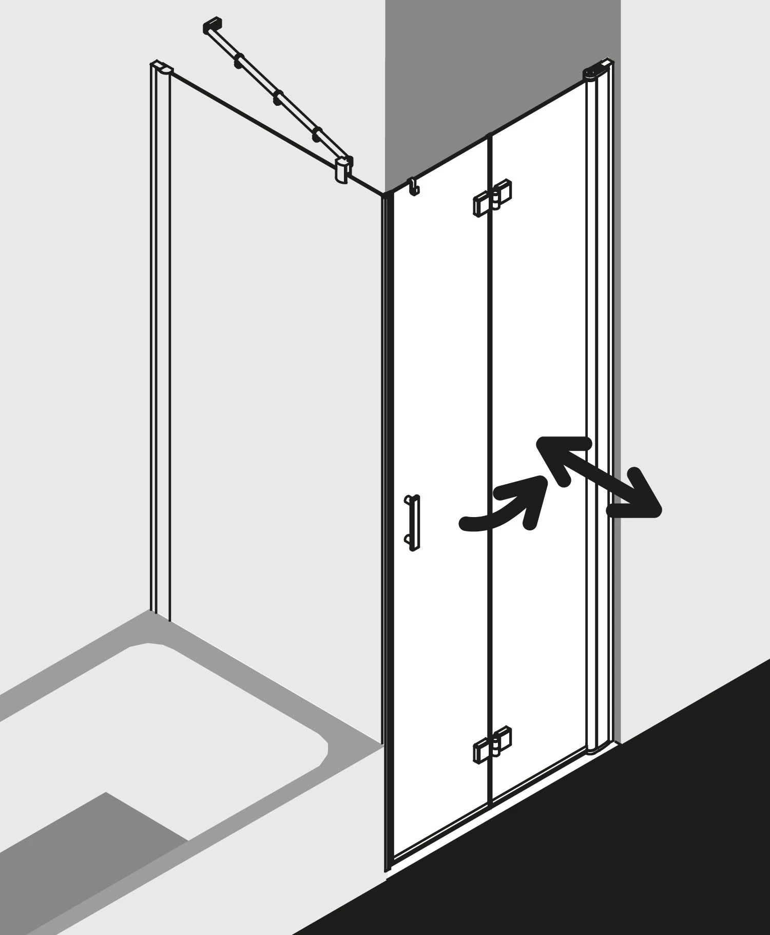Kermi Diga Pendel-Falttür Für Seitenwand DI2SR120182PK 120x185cm, Weiß, ESG Klar Clean, Rechts, Auf Duschwanne 6 Kermi Diga Pendel-Falttür Für Seitenwand DI2SR120182PK 120x185cm, Weiß, ESG Klar Clean, Rechts, Auf Duschwanne – Bild 4