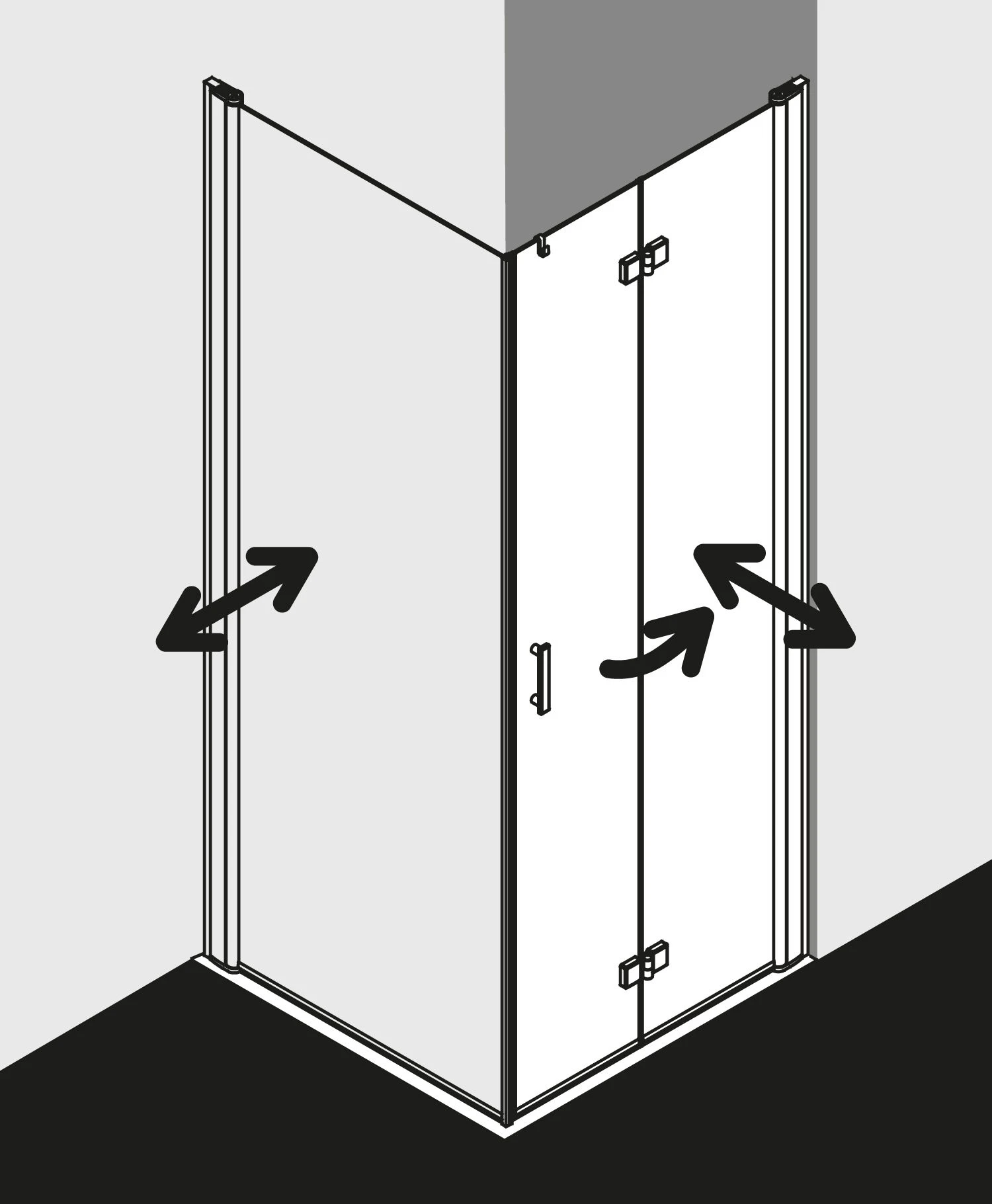 Kermi Diga Pendel-Falttür Für Seitenwand DI2SR120182PK 120x185cm, Weiß, ESG Klar Clean, Rechts, Auf Duschwanne 8 Kermi Diga Pendel-Falttür Für Seitenwand DI2SR120182PK 120x185cm, Weiß, ESG Klar Clean, Rechts, Auf Duschwanne – Bild 6
