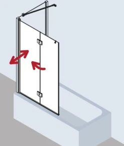 Kermi Liga Badewannen-Faltwand LI2PL100151AK 100x150cm, Silber Mattglanz, ESG Klar, Links -Badezimmerbedarf Geschäft Kermi Liga Badewannen Faltwand LI2PL100151AK 100x150cm silber mattglanz ESG klar links 2