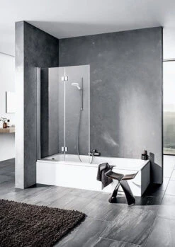 Kermi Liga Badewannen-Faltwand LI2PL100151AK 100x150cm, Silber Mattglanz, ESG Klar, Links