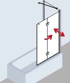 Kermi Liga Badewannen-Faltwand LI2PL100151AK 100x150cm, Silber Mattglanz, ESG Klar, Links -Badezimmerbedarf Geschäft Kermi Liga Badewannen Faltwand LI2PL100151AK 100x150cm silber mattglanz ESG klar links 4