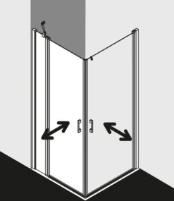 Kermi Liga Eckeinstieg-Hälfte Pendeltür Mit Festfeld LIEPL103201AK 103x200cm, Silber Mattglanz, ESG Klar, Links, Auf Duschplatz -Badezimmerbedarf Geschäft Kermi Liga Eckeinstieg Haelfte Pendeltuer mit Festfeld LIEPL103201AK 103x200cm silber mattglanz ESG klar links auf Duschplatz 2