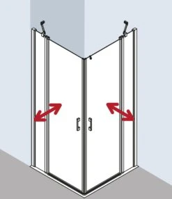 Kermi Liga Eckeinstieg-Hälfte Pendeltür Mit Festfeld LIEPL103201AK 103x200cm, Silber Mattglanz, ESG Klar, Links, Auf Duschplatz -Badezimmerbedarf Geschäft Kermi Liga Eckeinstieg Haelfte Pendeltuer mit Festfeld LIEPL103201AK 103x200cm silber mattglanz ESG klar links auf Duschplatz 3