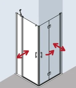 Kermi Liga Eckeinstieg-Hälfte Pendeltür Mit Festfeld LIEPL103201AK 103x200cm, Silber Mattglanz, ESG Klar, Links, Auf Duschplatz -Badezimmerbedarf Geschäft Kermi Liga Eckeinstieg Haelfte Pendeltuer mit Festfeld LIEPL103201AK 103x200cm silber mattglanz ESG klar links auf Duschplatz 4