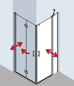 Kermi Liga Eckeinstieg-Hälfte Pendeltür Mit Festfeld LIEPL103201AK 103x200cm, Silber Mattglanz, ESG Klar, Links, Auf Duschplatz -Badezimmerbedarf Geschäft Kermi Liga Eckeinstieg Haelfte Pendeltuer mit Festfeld LIEPL103201AK 103x200cm silber mattglanz ESG klar links auf Duschplatz 5