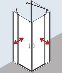 Kermi Liga Eckeinstieg-Hälfte Pendeltür Mit Festfeld LIEPL103201AK 103x200cm, Silber Mattglanz, ESG Klar, Links, Auf Duschplatz -Badezimmerbedarf Geschäft Kermi Liga Eckeinstieg Haelfte Pendeltuer mit Festfeld LIEPL103201AK 103x200cm silber mattglanz ESG klar links auf Duschplatz 6