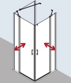 Kermi Liga Eckeinstieg-Hälfte Pendeltür Mit Festfeld LIEPL103201AK 103x200cm, Silber Mattglanz, ESG Klar, Links, Auf Duschplatz -Badezimmerbedarf Geschäft Kermi Liga Eckeinstieg Haelfte Pendeltuer mit Festfeld LIEPL103201AK 103x200cm silber mattglanz ESG klar links auf Duschplatz 7