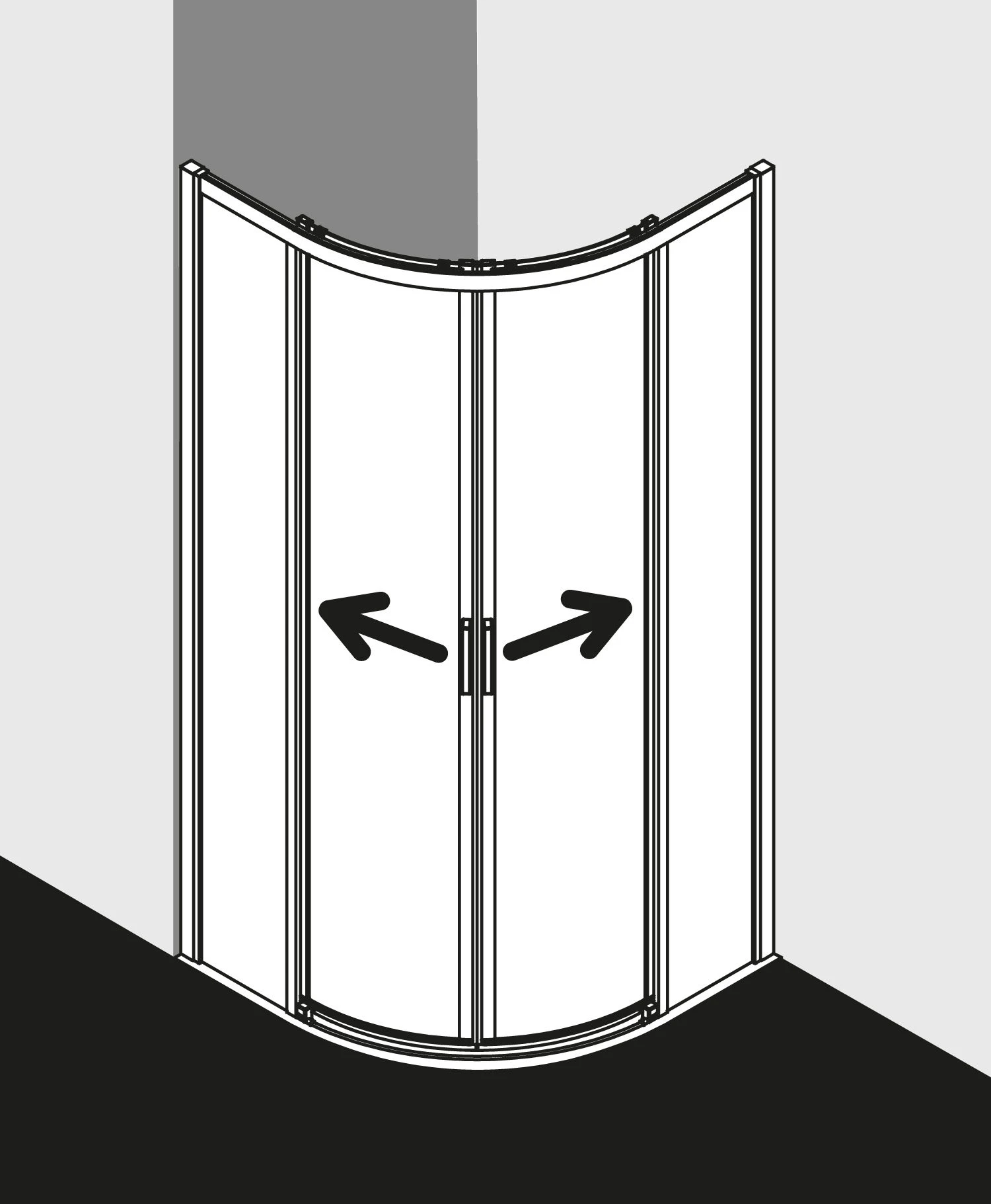 Kermi Liga Viertelkreis-Gleittür Bodenfrei Mit 2 Festfeldern LIC50090201PK 90x200cm, Silber Mattglanz, ESG Klar Clean 4 Kermi Liga Viertelkreis-Gleittür Bodenfrei Mit 2 Festfeldern LIC50090201PK 90x200cm, Silber Mattglanz, ESG Klar Clean – Bild 2