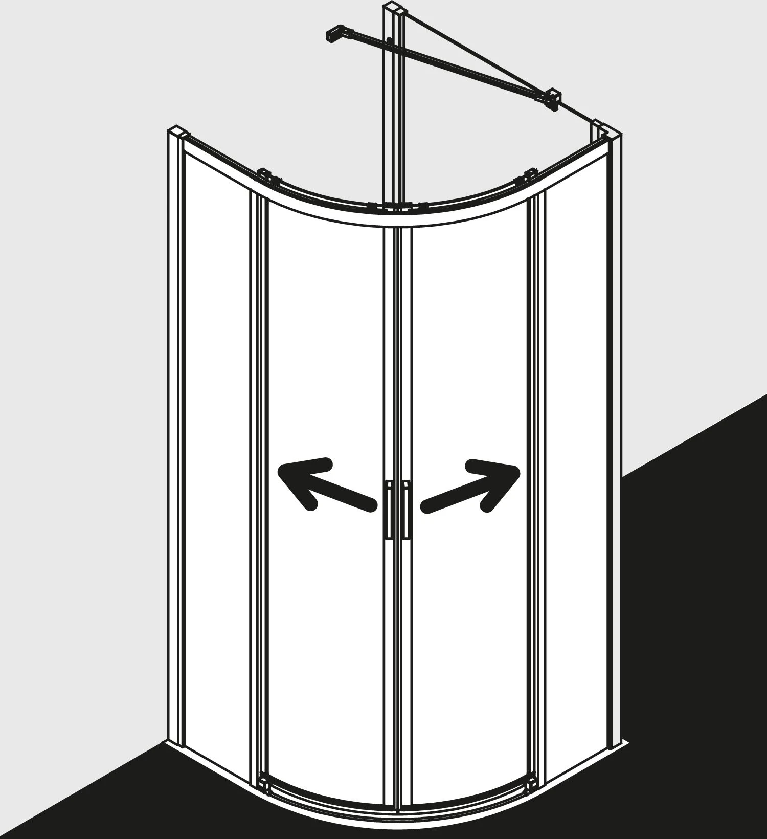 Kermi Liga Viertelkreis-Gleittür Bodenfrei Mit 2 Festfeldern LIC50090201PK 90x200cm, Silber Mattglanz, ESG Klar Clean 5 Kermi Liga Viertelkreis-Gleittür Bodenfrei Mit 2 Festfeldern LIC50090201PK 90x200cm, Silber Mattglanz, ESG Klar Clean – Bild 3