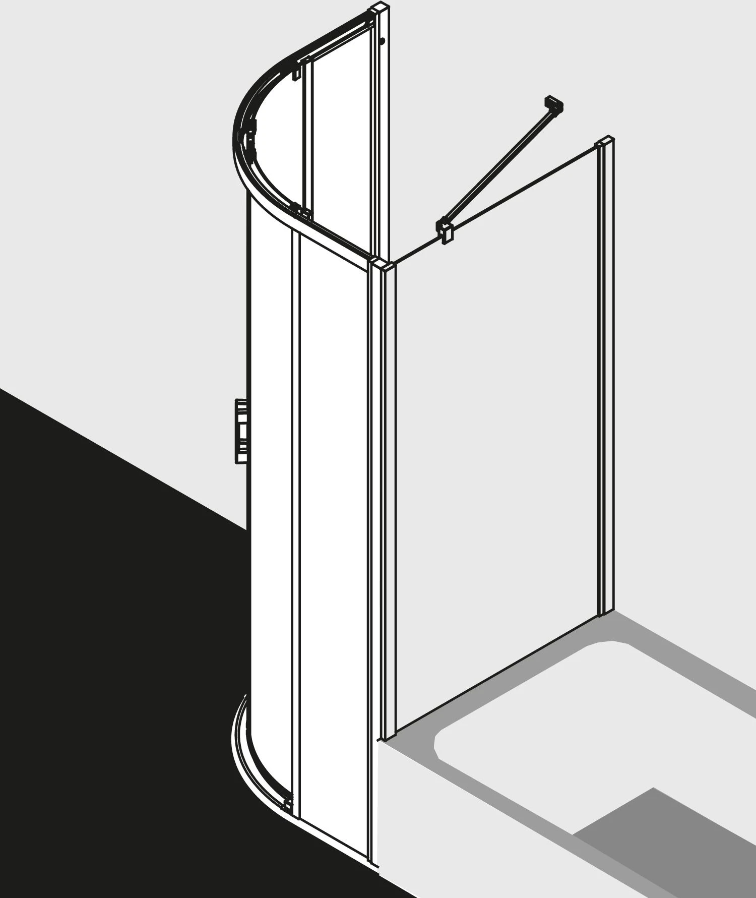 Kermi Liga Viertelkreis-Gleittür Bodenfrei Mit 2 Festfeldern LIC50090201PK 90x200cm, Silber Mattglanz, ESG Klar Clean 7 Kermi Liga Viertelkreis-Gleittür Bodenfrei Mit 2 Festfeldern LIC50090201PK 90x200cm, Silber Mattglanz, ESG Klar Clean – Bild 5