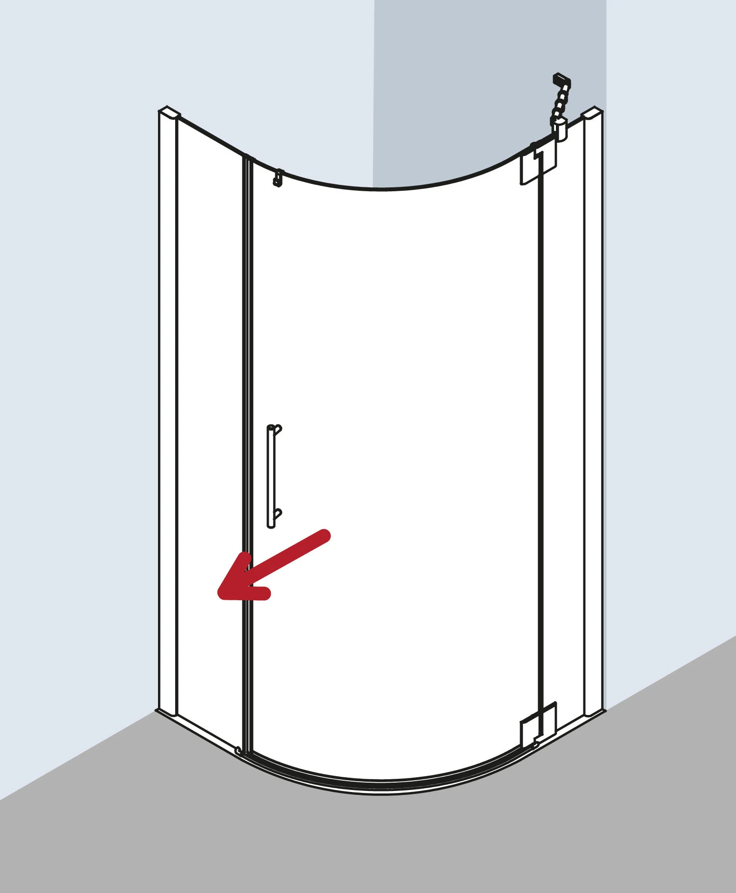 Kermi Pasa XP Viertelkreis-Schwingtür PX50LV41201AK 90x100x200cm, Radius 50cm, Silber Mattglanz, ESG Klar, Links 5 Kermi Pasa XP Viertelkreis-Schwingtür PX50LV41201AK 90x100x200cm, Radius 50cm, Silber Mattglanz, ESG Klar, Links – Bild 3