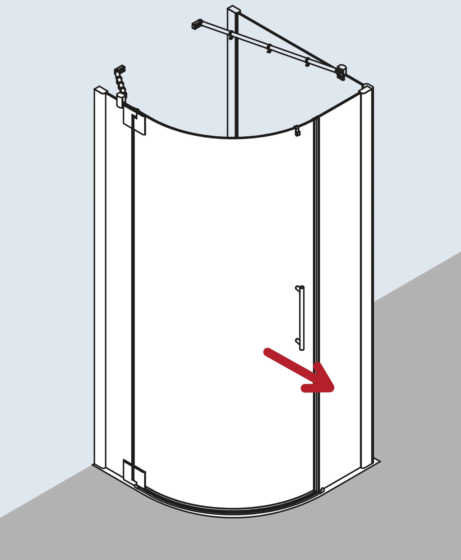 Kermi Pasa XP Viertelkreis-Schwingtür PX55L09020VPK 90x90x200cm, Radius 52/55cm, Silber Hochglanz, ESG Klar Clean, Links 6 Kermi Pasa XP Viertelkreis-Schwingtür PX55L09020VPK 90x90x200cm, Radius 52/55cm, Silber Hochglanz, ESG Klar Clean, Links – Bild 4