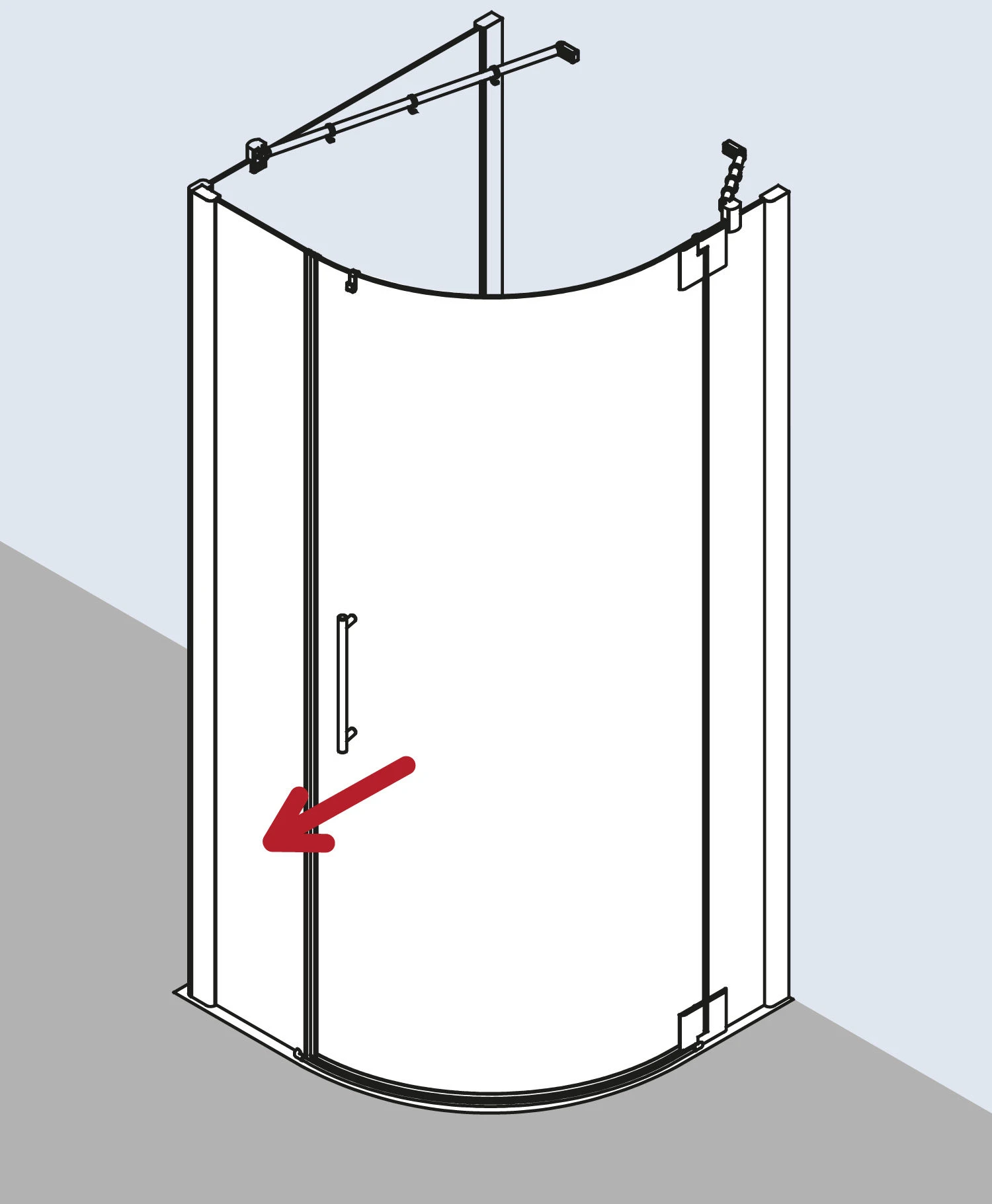Kermi Pasa XP Viertelkreis-Schwingtür PX55L09020VPK 90x90x200cm, Radius 52/55cm, Silber Hochglanz, ESG Klar Clean, Links 7 Kermi Pasa XP Viertelkreis-Schwingtür PX55L09020VPK 90x90x200cm, Radius 52/55cm, Silber Hochglanz, ESG Klar Clean, Links – Bild 5