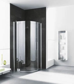 Kermi Pasa XP Viertelkreis-Schwingtür PX55LV7220VPK 120x90x200cm, Radius 55cm, Silber Hochglanz, ESG Klar Clean, Links