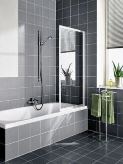 Kermi Vario 2000 Faltwand 1-flügelig V2FW1065141YK 70,1-71,7x140cm, Silber M., ESG SR Opaco Clean