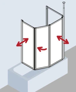 Kermi Vario 2000 Faltwand 2-/1-flügelig V2TS2075141YK 74-76,3x140cm, Silber M., ESG SR Opaco Clean -Badezimmerbedarf Geschäft Kermi Vario 2000 Faltwand 2 1 fluegelig V2TS2075141YK 74 763x140cm silber m. ESG SR Opaco Clean 4